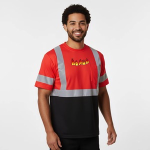 Camisetas de Trabajo de Manga Corta de Seguridad Profesional, Reflectantes, Transpirables, de Alta Visibilidad, de Poliéster, para Hombre - Product Image 4