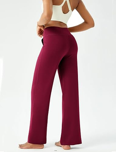 Custom Women's Wide Leg Yoga Pants Casual <b>Work</b> Dress Pants Lounge Sweatpants High Waist Comfy Loose <b>Trousers</b> with Pockets - Product Image 3