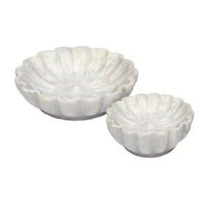 Cuenco de mármol blanco al por mayor, cuenco decorativo de piedra natural, centro de mesa, frutero pulido con base para el hogar moderno - Product Image 2
