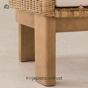 Fauteuil d'extérieur en rotin tressé à la main avec base en bois massif pour villa de luxe, hôtel, bord de piscine, mobilier de patio – Commande en gros - Product Image 3