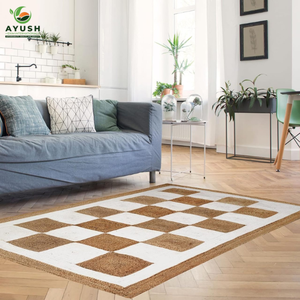 Tapis rectangulaires compacts naturels de 150 cm x 210 cm en jute tressé, personnalisables pour dressing et salle de bain - Product Image 6