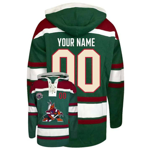 High Quality Embroidery Hockey Hoodies Custom Made Winter Fleece Ice Hockey Hoodie with Laces Ice Hockey Hoodie OEM Service - Product Image 6