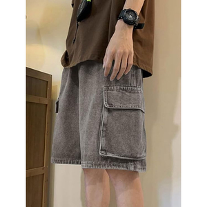 Shorts en jean délavé pour hommes et femmes, style vintage streetwear, coupe ample, 100 % coton, personnalisable avec logo OEM, vente en gros - Product Image 4