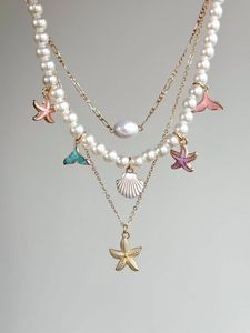 Collar Gargantilla Bohemio con Colgante de Concha, Cuentas de Estrella de Mar, Perla de Agua Salada, Diseño Floral Personalizado, Estilo Vintage, Unisex, para Uso Diario - Product Image 4
