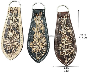 New Hand <b>Tooled</b> Leather Magnetic Hat <b>Clip</b> with Floral Design Western Hat Holder for Belts Bags & Travel Strong Magnet Accessory - Product Image 2