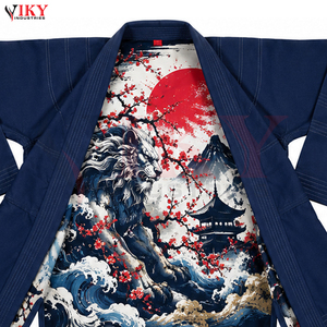 Nouveau produit tendance 2026 : Uniforme de Jiu-Jitsu Brésilien bleu marine avec doublure imprimée, directement de l'usine, par un fournisseur de qualité. - Product Image 6