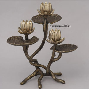 Lotus <b>Flower</b> Designer Golden Plated Best Look Modern Style Handmade Metal <b>Candle</b> Holder For Home Decor Vintage Use Item - Product Image 1