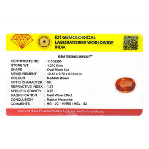 Natural Oval Cut Hessonite Gomed 6.55 Carat Loose Gemstone for Fine Jewelry - Product Image 4