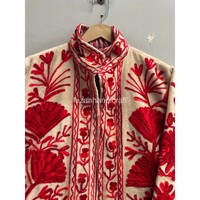 Veste en velours Suzani, style hippie, broderie florale faite à la main, doublure intérieure en coton, veste pour femmes, veste en velours d'hiver