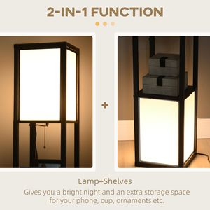 Lampada da Terra Nera per Soggiorno e Camera da Letto 26x26x156 cm, Doppia Luce Ambientale, Design Moderno - Product Image 5