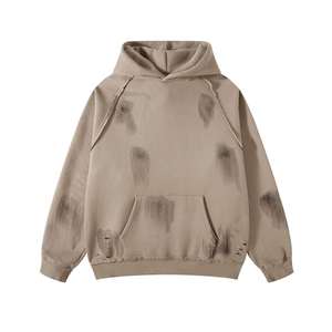 Custom Men <b>Sun</b> Faded Hoodie 450gsm Cotton Fleece Oversized Vintage Streetwear Sweatshirt Bulk Factory - Product Image 1