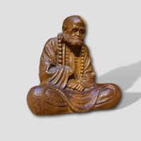 Statue de méditation Bodhidharma en bois de rose de qualité supérieure, artisanale, figurine bouddhiste en bois pour la décoration de la maison