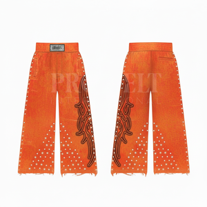 Pantalones Deportivos Casuales de Algodón y Poliéster con Estampado, Estilo Vintage, con Dobladillo Deshilachado, Cómodos y Elegantes, en Oferta - Product Image 4