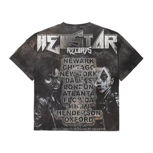 Camisetas de algodón de gran tamaño, holgadas y pesadas, de 300g, con efecto desgastado y estampado DTG en 3D, para verano, estilo streetwear, para hombre. - Product Image 1