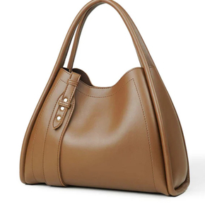 Women's Classic Genuine Leather Hobo <b>Bag</b> Brown Color Two Handles Open Top Design Soft Texture Daily Use - Product Image 1