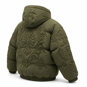 Chaqueta Acolchada Negra con Capucha para Hombre, Abrigo Casual de Invierno Cálido y Grueso con Cierre de Cremallera y Relleno de Poliéster - Product Image 4
