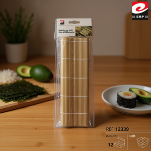Esterilla de Bambú Ecológica para Sushi, 12/U, 23x24cm, para Preparación Manual de Sushi Enrollado - Product Image 3