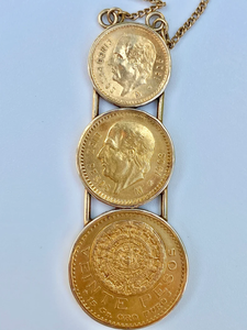 Collar con colgante de tres monedas chapado en oro de 24K vintage para mujer, cadena de aleación, joyería con circonita cúbica, dijes de moda - Product Image 3