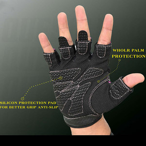 Padded Palm <b>Half</b> Finger Weightlifting Gloves Anti <b>Slip</b> Fitness Training Gloves Gym Workout Mitts Comfortable Grip Protection - Product Image 4
