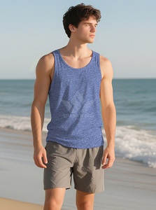 <b>Men's</b> Solid <b>Black</b> Knitted Tank Top O-Neck Sleeveless Plain Dyed Breathable Casual Gym Fitness Training Athletic Sports <b>Vest</b> - Product Image 5