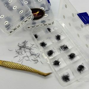 Extensions de cils en cheveux synthétiques, éventails faits à la main, mix de tailles 3D-20D, longueur 7mm-20mm, courbure CC/DD/L/M, naturelles et longues - Product Image 3