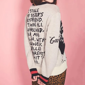 Pull tricoté à imprimé graphique tendance pour femme, col rond en coton vintage, réfléchissant, DTG, vêtements de détente, sweats à capuche pour femme, USA - Product Image 2