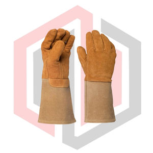 Gants de soudage TIG orange en cuir de porc, antidérapants, sans silicone, polyester enduit de nitrile lisse, anti-coupure, anti-statique, résistants à la chaleur - Product Image 1