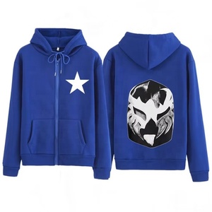 Custom Unisex Winter Heavyweight Full <b>Zip</b> Retro Hoodie Wholesale Oversized Print Polyester/Cotton Fleece 450g Puff Sweatshirt - Product Image 5