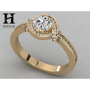 Bague de fiançailles en or 14 carats avec halo de diamants torsadés - Bijou élégant en diamant de laboratoire/naturel - Product Image 5