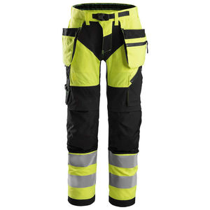 RICSA INTERNATIONAL Hi Visibility Polyester CE Certified <b>Work</b> <b>Pants</b> Men Yellow <b>Black</b> Reflective Stripes Multiple Pockets Cargo - Product Image 4