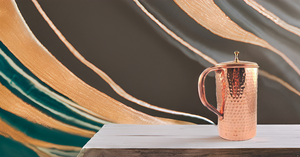 High Quality Copper Water Jug 2 Glass <b>Set</b> Metal Natural Health Coffee Tumbler Mug Juice Milk <b>Tea</b> <b>Cups</b> Handles for Home Office - Product Image 2