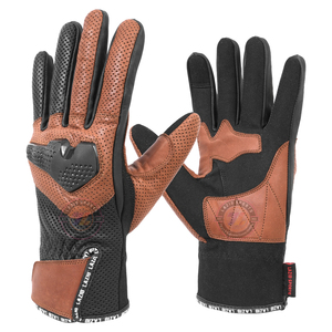 Gants d'été en cuir véritable perforé pour hommes, respirants, pour motocross, moto, usage quotidien, sur route et en aventure. - Product Image 3