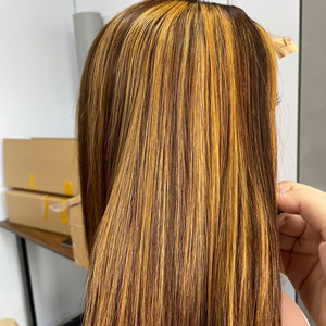 Prix usine 100% brut vierge vietnamien trame humaine dentelle perruque os droit jaune Piano couleur Super Double dessiné Extensions de cheveux - Product Image 4