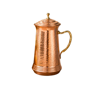 Pichet en cuivre martelé avec couvercle, carafe à eau vintage en métal, vaisselle de service pour la maison, les mariages et les hôtels - Product Image 6