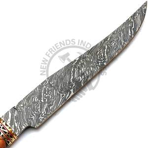 Nuevo cuchillo Bowie de acero de Damasco hecho a mano de 15 pulgadas con mango de madera y funda, cuchillo de caza para exteriores de hoja fija afilada de la mejor calidad - Product Image 5