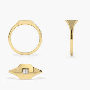 Trending Women's <b>925</b> <b>Silver</b> Wedding <b>Ring</b> 14k Baguette Pinky <b>Ring</b> Moissanite 14k Gold Plated Wedding Band Unique <b>Ring</b> for Women - Product Image 3