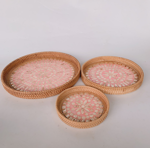 Bandeja rectangular de ratán con incrustaciones de nácar al mejor precio, utensilios de cocina con incrustaciones de nácar, muebles antiguos con incrustaciones de nácar, estilo de diseñador. - Product Image 6