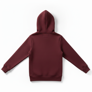 Unisex Maroon Hooded Zipper Sweatshirt Regular Fit Solid Color Casual Autumn French Terry 100% Cotton Knitted Hoodie - Product Image 3