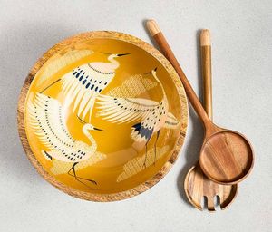 Tazón Redondo de Madera para Servir, Diseño Moderno Grabado a Mano, 9 Pulgadas, Color Madera Natural, para Vajilla y Hostelería - Product Image 5