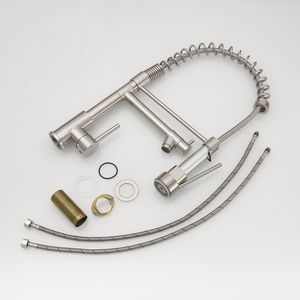 Rubinetto da Cucina Commerciale in Acciaio Inossidabile con Maniglia Singola e Doccetta Estraibile, Miscelatore Monocomando per Lavello - Product Image 1