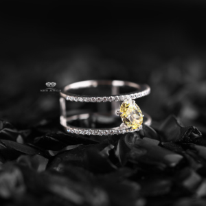 Yellow Lab Grown Diamond <b>Open</b> Band <b>Ring</b> 14K Gold Double Row Pave Bridal Wedding Statement Luxury Jewelry Manufacturer Supplier - Product Image 4