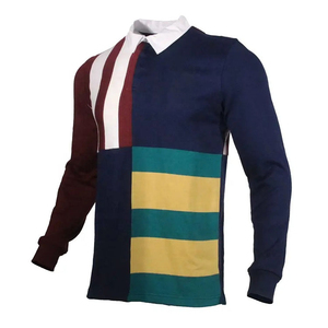 Men's Color Blocked Striped Long Sleeve Knitted <b>Shirt</b> Turn-down <b>Collar</b> Casual Autumn Wear - Product Image 6