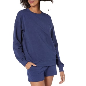 Conjunto corto personalizado de 2 piezas para mujer, ropa al por mayor, sudadera de cuello redondo, pantalones de correr para mujer, pantalones de dos piezas, conjunto con hombros caídos 2026 - Product Image 4