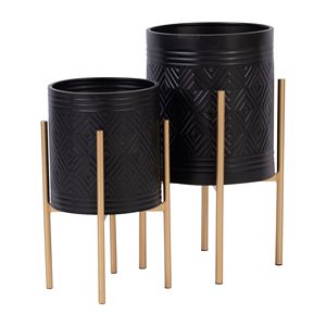 Support en métal noir/or aztèque S/2 Pots de fleurs et jardinières - Product Image 2