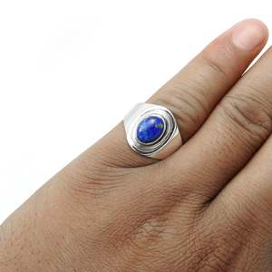 Natural <b>Lapis</b> <b>Lazuli</b> Gemstone Cocktail <b>Ring</b> Crafted From 925 Solid Sterling Silver Handmade Bohemian Jewelry At Wholesale Price - Product Image 6