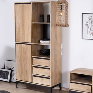 Meuble de rangement haut Vandana Royal Legacy en bois de manguier naturel et noir, au design épuré et moderne - Product Image 2