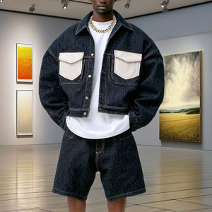 ชุดสูทยีนส์แบบกระดุม ระบายอากาศได้ดี สไตล์สตรีทแวร์ สองชิ้น กางเกงทรงตรง แจ็คเก็ตผ้าดิบญี่ปุ่น ผลิตตามสั่ง - Product Image 2