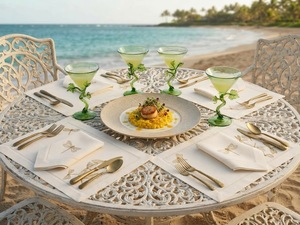 Ensemble de sets de table et de serviettes en lin naturel brodés de libellules dorées, décoration de table élégante avec ourlet festonné pour la salle à manger et les mariages - Product Image 3