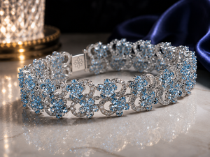 Bracelet chaîne Figaro en topaze bleue naturelle, argent sterling 925, bijoux de luxe en pierres précieuses pour femmes, cadeau pour mariage, fiançailles, fête - Product Image 2