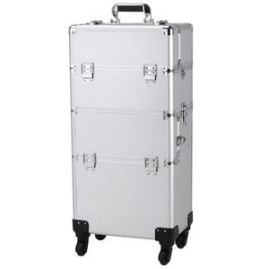 Valigetta per Trucchi 3-in-1 in Alluminio con Motivo Frutta, Resistente, Ecologica, Impermeabile, con Manico in PVC Argento per Organizzazione Cosmetici - Product Image 1